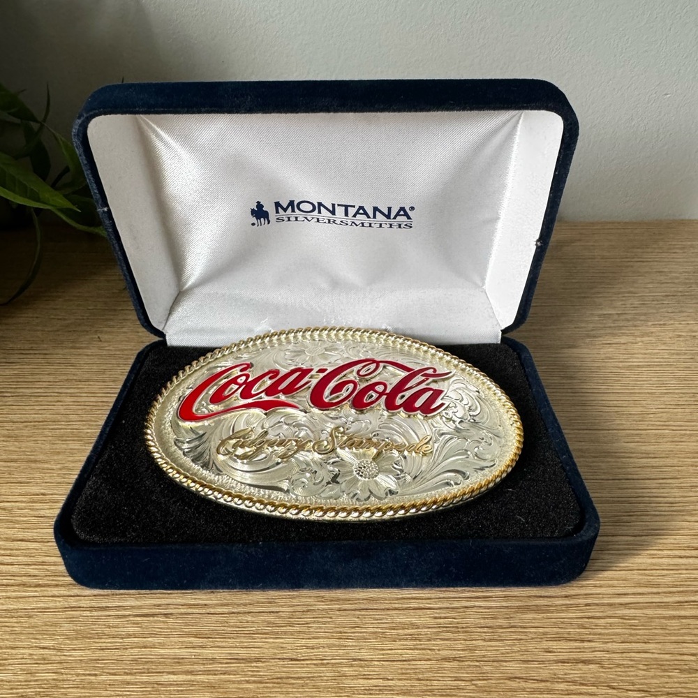 Coca-Cola Silver and Gold Belt Buckle